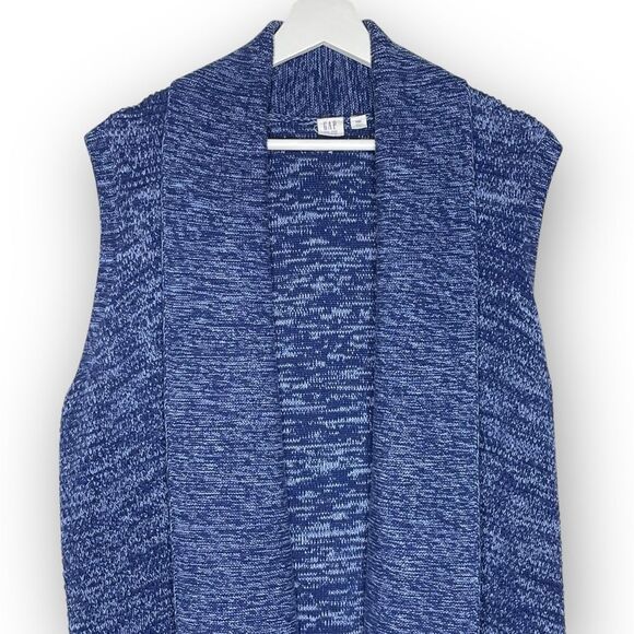 GAP Gap For Good Indigo Blue Sleeveless Knit Cardigan Vest Draped Women Size XXL - Picture 3 of 11